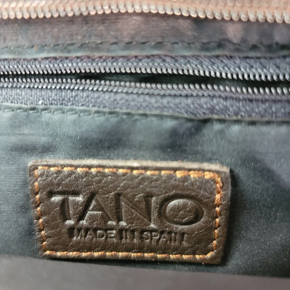 Vintage Tano of Spain Large Brown Leather Tote Bag